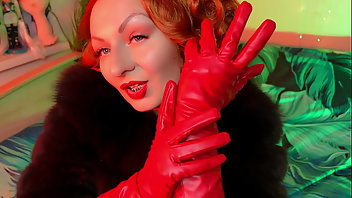 Leather Redhead Fetish Gloves 